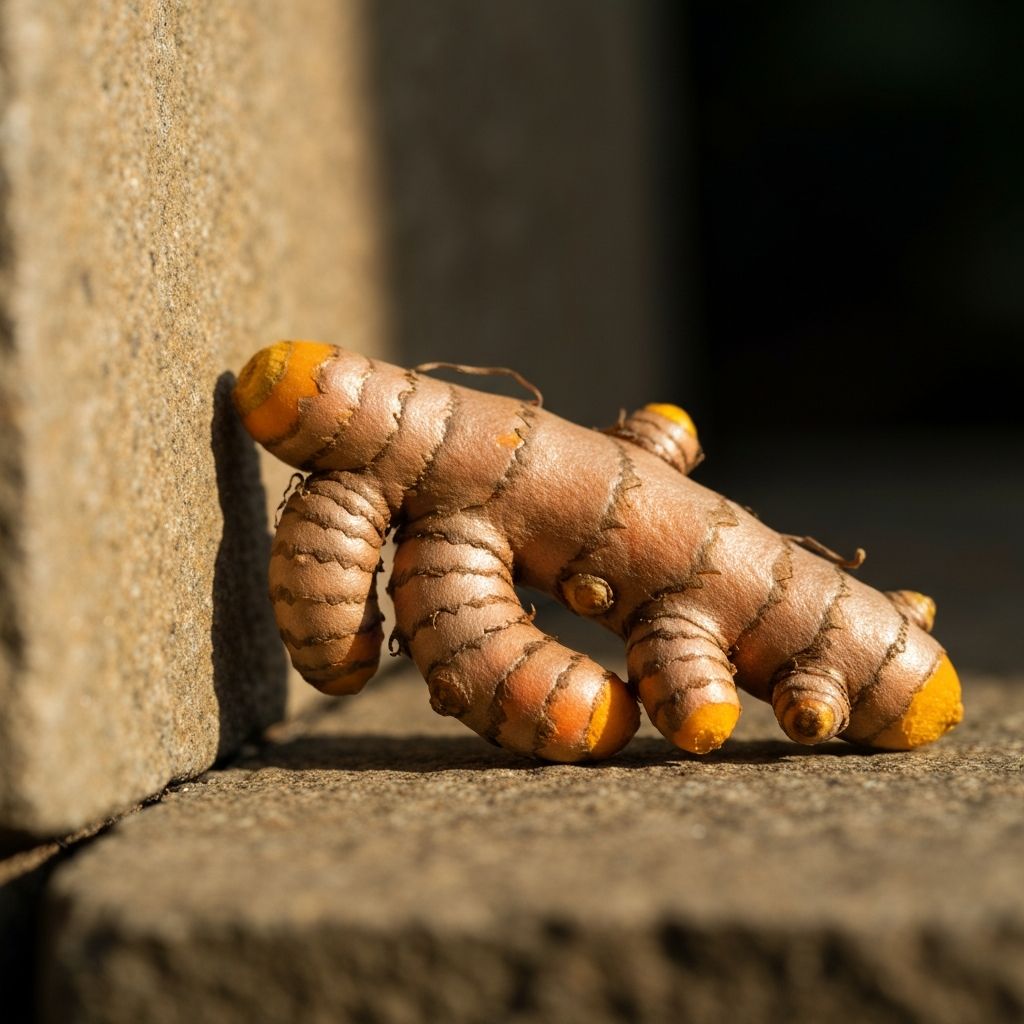Turmeric root on natural stone